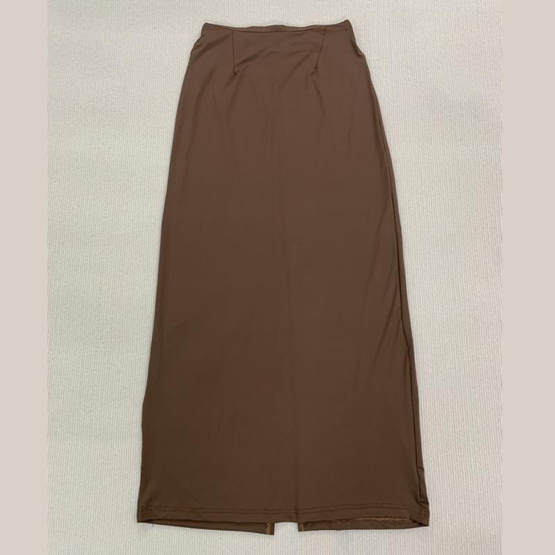 

Однотонное цельное платье с разрезом, облегающее фигуру, до середины бедра, сексуальное, с высокой талией, утягивающее талию, юбка L темно-коричневого