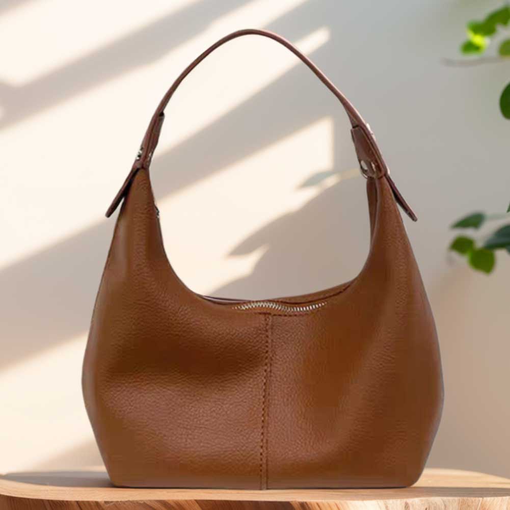 

Women Retro Shoulder Bag PU Leather Fashion Tote Handbag Solid Color Simple Shoulder Purse Girls Outdoor Daily Bag коричневый
