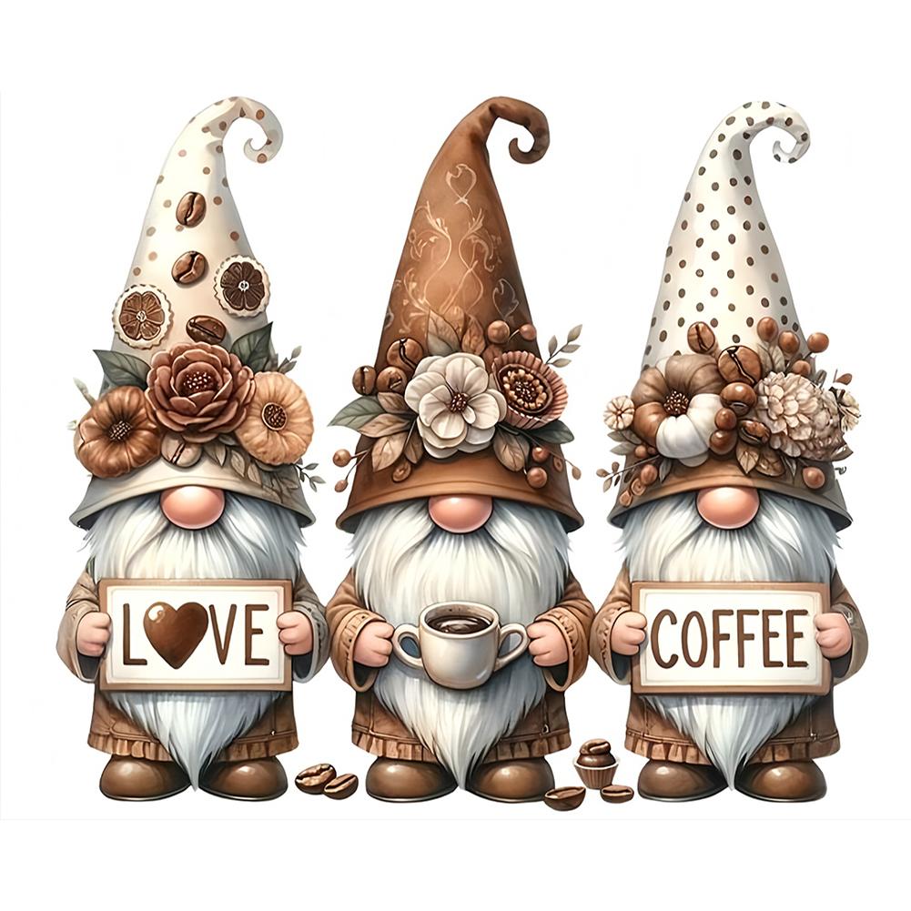 

50x40cm Coffee Gnome 5D DIY Full Drill Round Diamond Painting Kit for Home Decor China Mainland