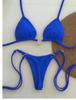 2025 Metal Decor Halter Bikini: European & American Style, Push-Up, Brazilian Cut, Solid Color.