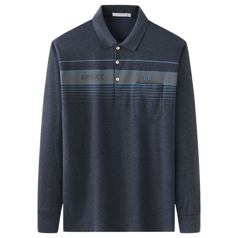 

Весна Осінь Нові ПОЛО Комір Довгий Рукав Сорочки Поло Чоловічі Смугасті Ґудзики Печворк Пуловери Чиста Бавовна Все-поєднуване Y2K Топи L хакі