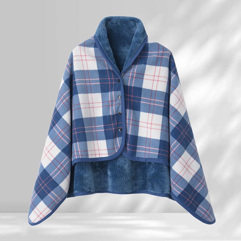 Dual-Purpose Warm Shawl Blanket - Double-Layer, Thick, Perfect for Office Naps or Lounging