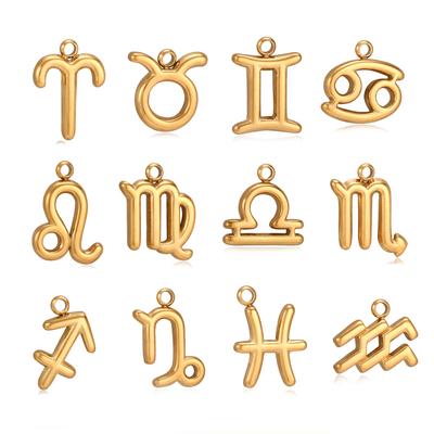 3Pcs Zodiac Charms 18K Gold-Plated Stainless Steel Twelve Constellation Pendants DIY Jewelry Making