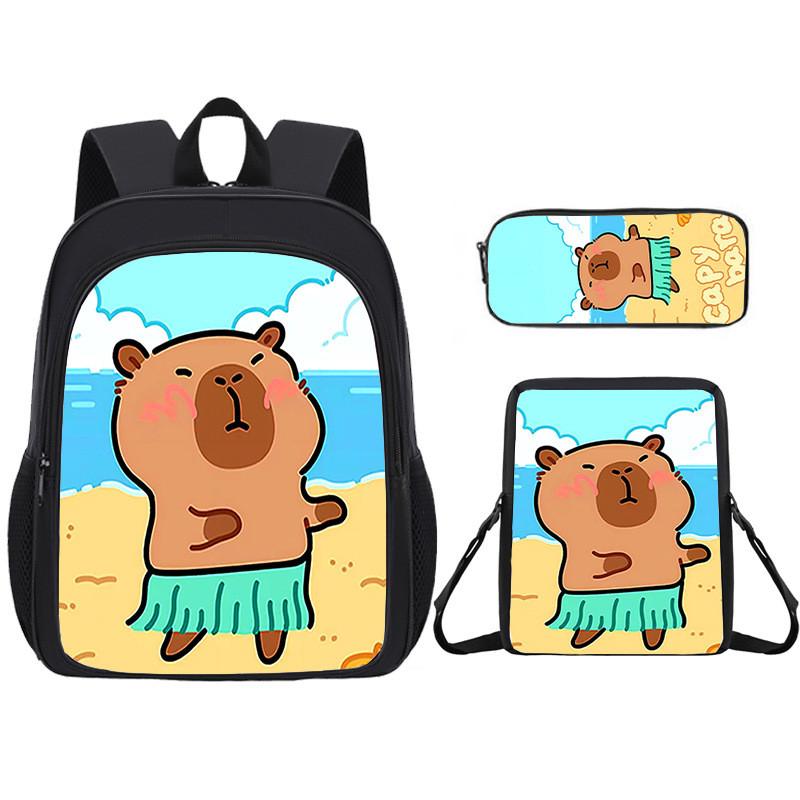 Capybara Kids Backpack And Pen Case With Lightweight Design For School And Day Trips
