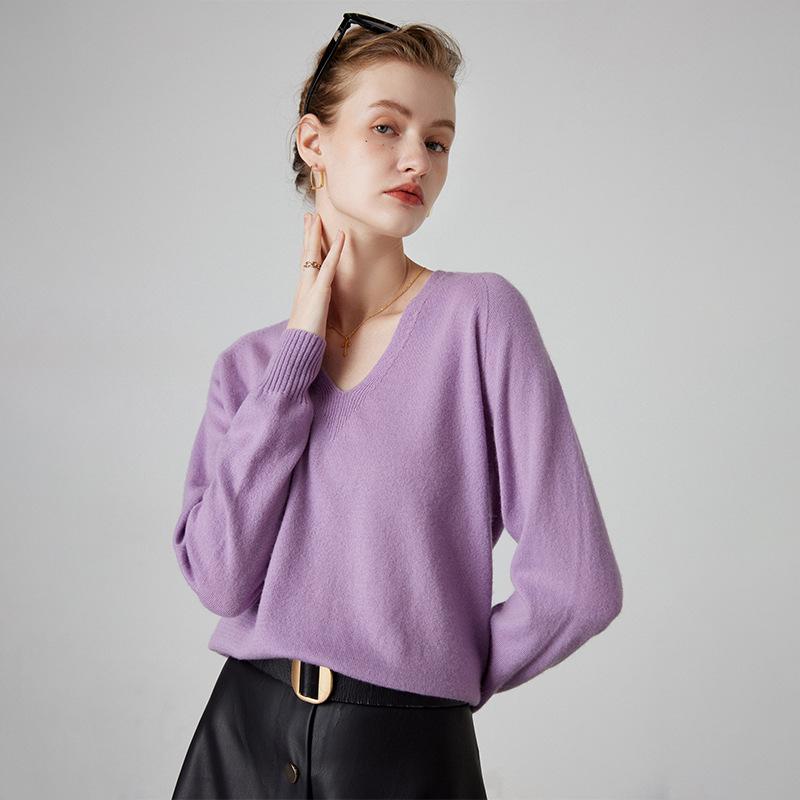 2023 Autumn/Winter Women's Cashmere V-Neck Loose Knit Sweater