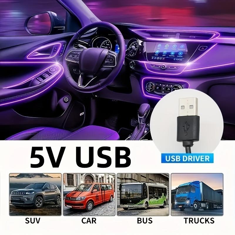 5M Car Environment El Wire LED USB Flexible Neon Interior Lights Car Decorative Accessories Dome Lights 6