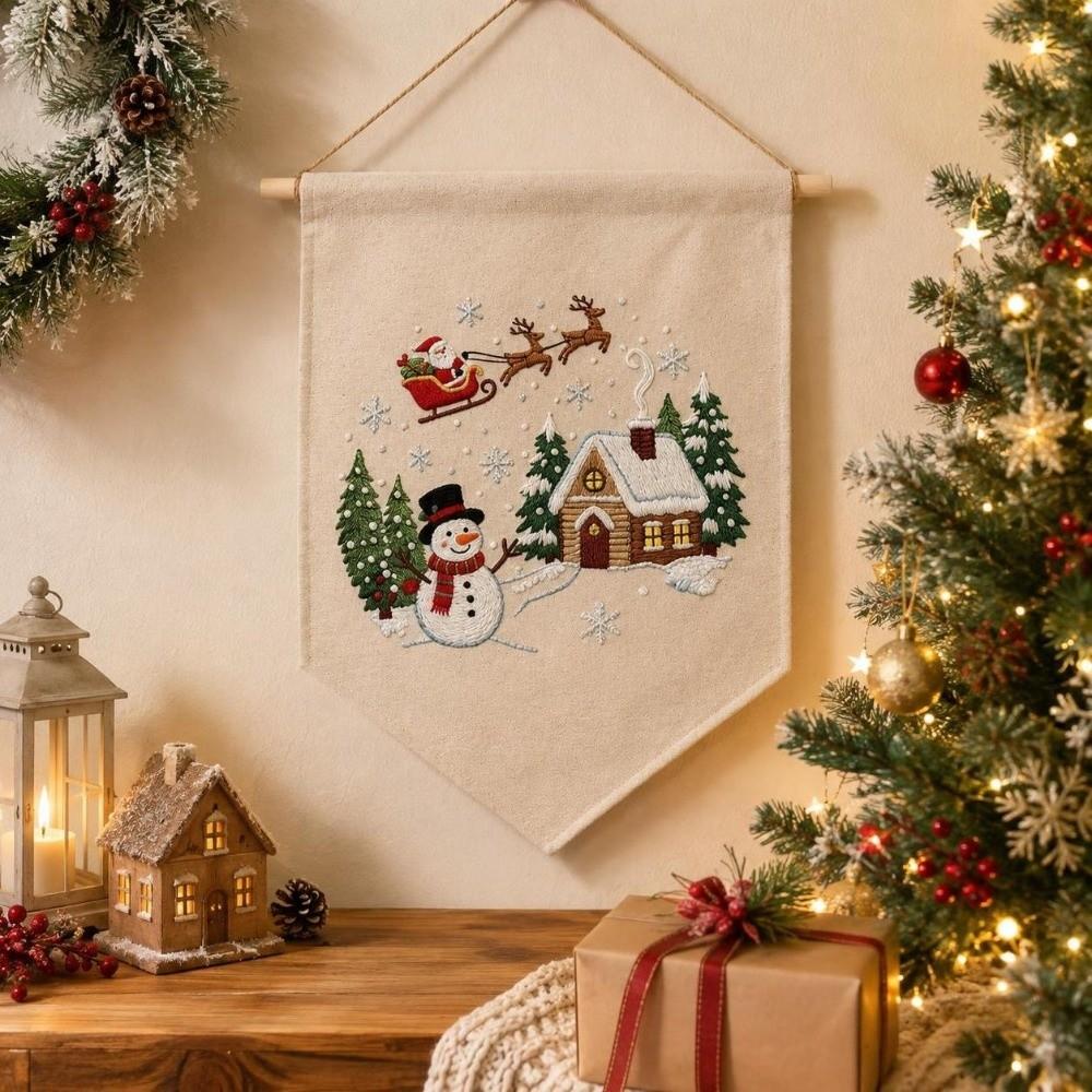Santa Claus Christmas Embroidery Kit Handmade Xmas Embroidery Craft Set Cross Stitch Set Home