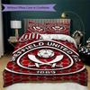 Benutzerdefinierter Name Sheffield United FC Muster Bettwäsche Steppdecke Set Steppdecke Bezug Kissenbezug Heimdekoration Geburtstagsgeschenk (1*Bettbezug+2*Kissenbezug ohne Füllung)