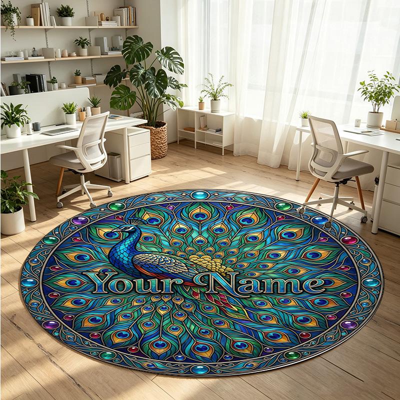 Adorno de Mandala (202) Alfombra de Terciopelo Redonda con Cristales Personalizada con Nombre y Texto Felpudo Personalizado Decoración del Hogar Alfombra de Cristal Antideslizante