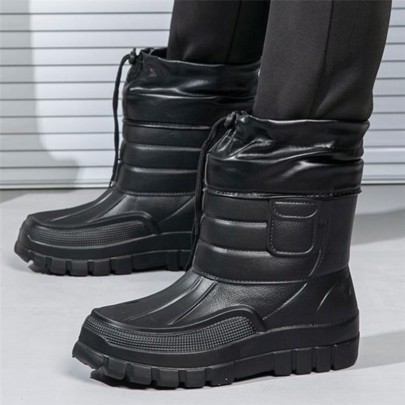 Rain Shoes Men's Short Tube Low Top Rain Boots Antiskid Car Wash Water Shoes Rubber Shoes Waterproof Plush Cotton Warm Water Boots