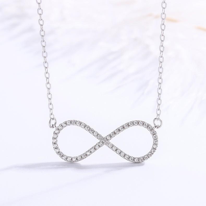 Elegant Sterling Silver Pink Infinity Necklace with European & American Style