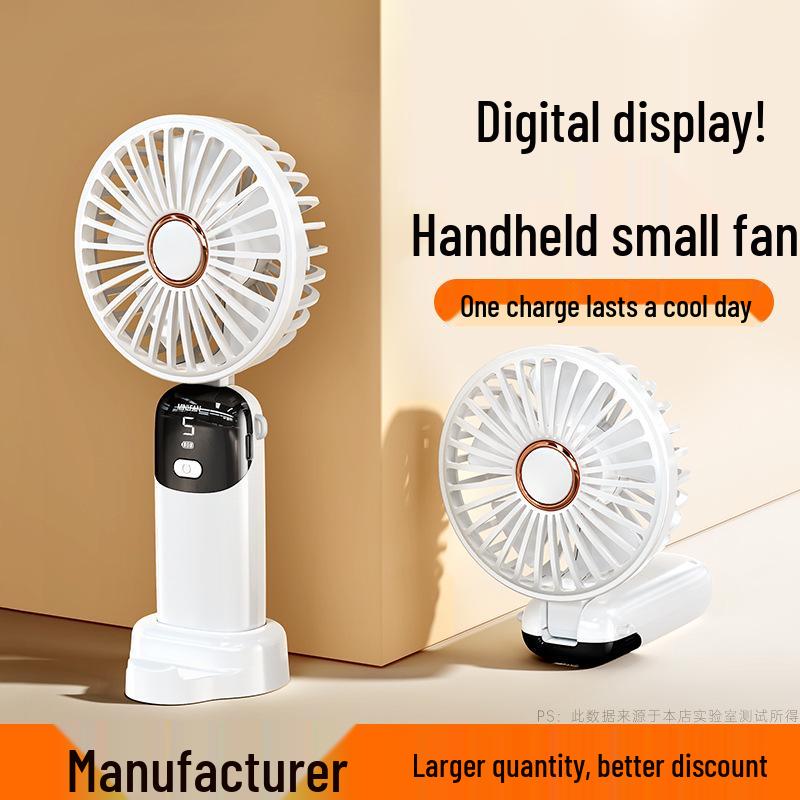 Mini Foldable Handheld Fan with Digital Display and USB Charging - Portable Desktop Electric Fan 198x92x42 mm