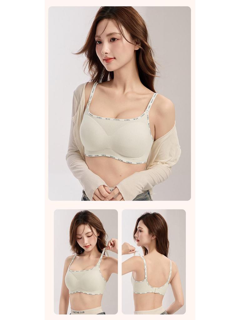 Seamless Strappy Lift-Up Bra with Comfortable Chest Pad