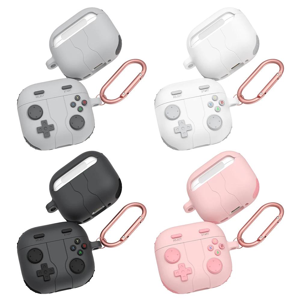 Case for AirPods4 with Soft Silicone Exterior and Carabiner Attachment for Secure Storage and Charging Compatibility