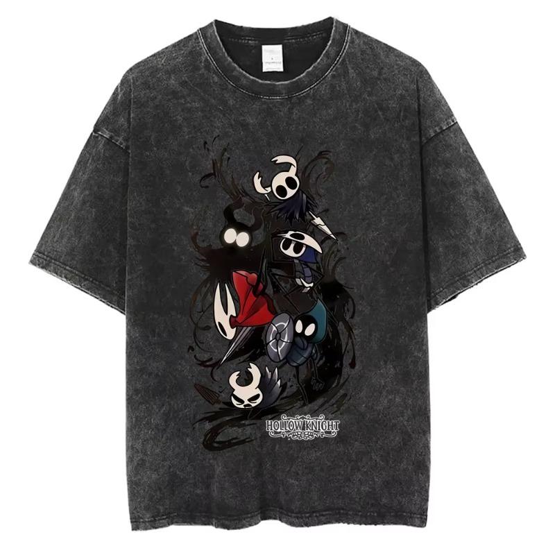 Hra Hollow Knight Vintage Prané Tričko Pánské Dámské Ležérní Oversized Kulatý Výstřih Krátký Rukáv Trička Pánské 100% Bavlněné Tričko