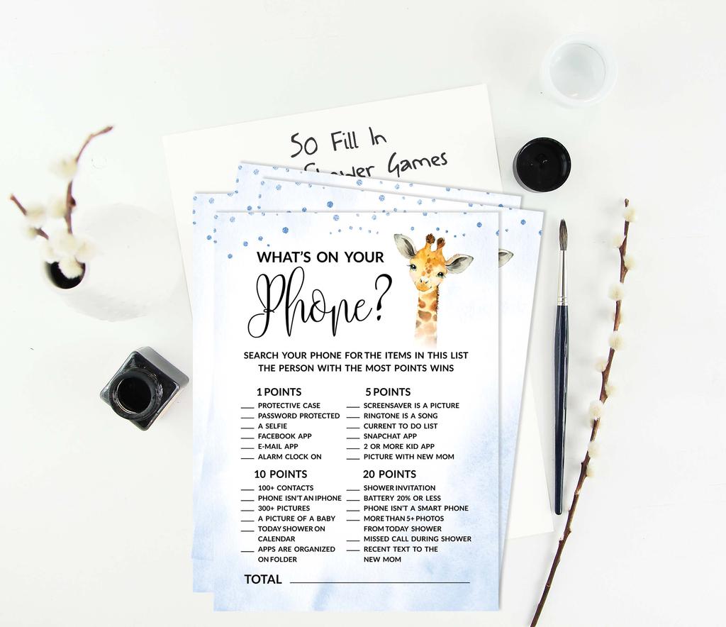 Inkdotpot Baby Shower Game Set Of 50 BabyA  AlphabetA  ABCA  Game Giraffe Jungle Animals Party