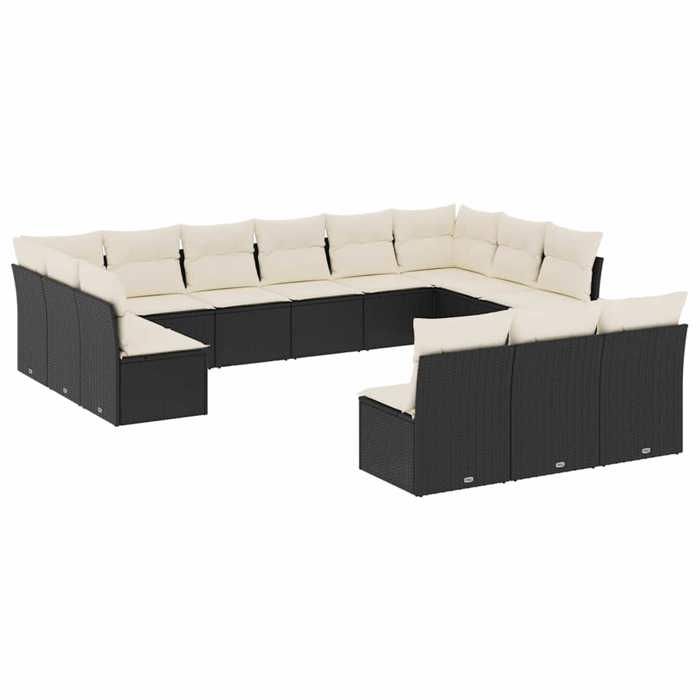 VidaXL Garden Lounge Set with Cushions 13 Pcs Black Wicker 3250225