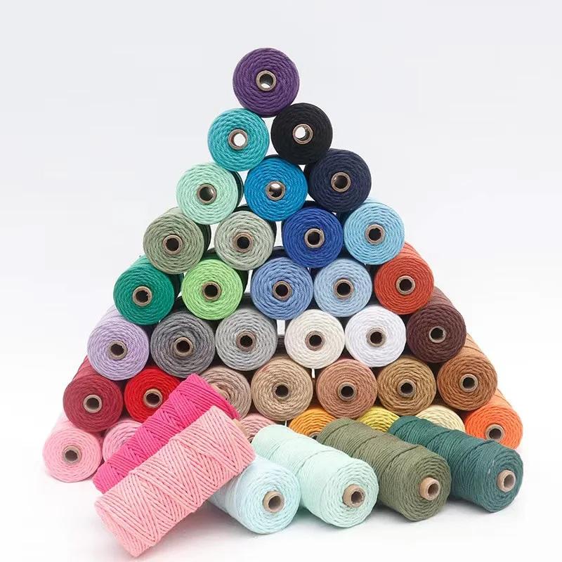 100M/Rouleau Fourniture Décoration Maison Corde Coton Macramé Colorée Tricotée à la Main 3mm Projets DIY Emballage Cadeau Naturel