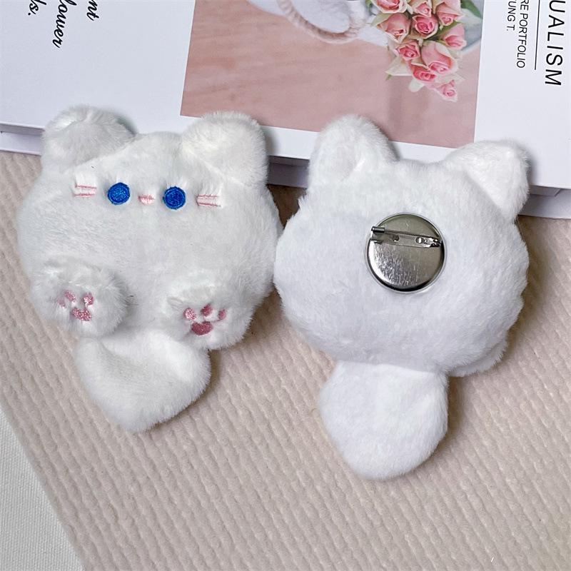 Cartoon Cat Plush Doll Brooch & Student Bag Charm