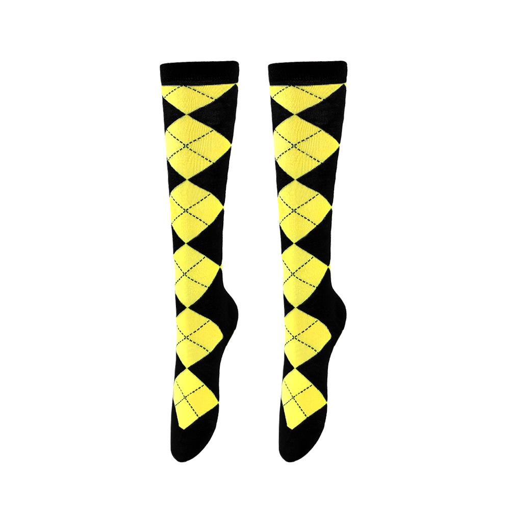 European & American Diamond Lattice Compression Leggings: High Elastic, Non-Snag, Slim Fit Cycling & Sports Socks
