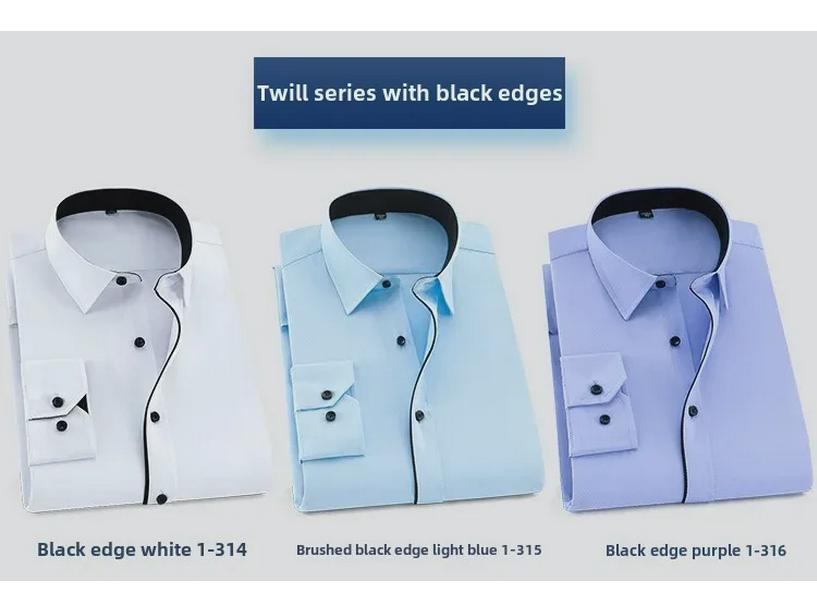 2025 Spring Men's Gray Non-Iron Long Sleeve Business Casual Shirt, Large Solid Color for Young to Middle-aged.
