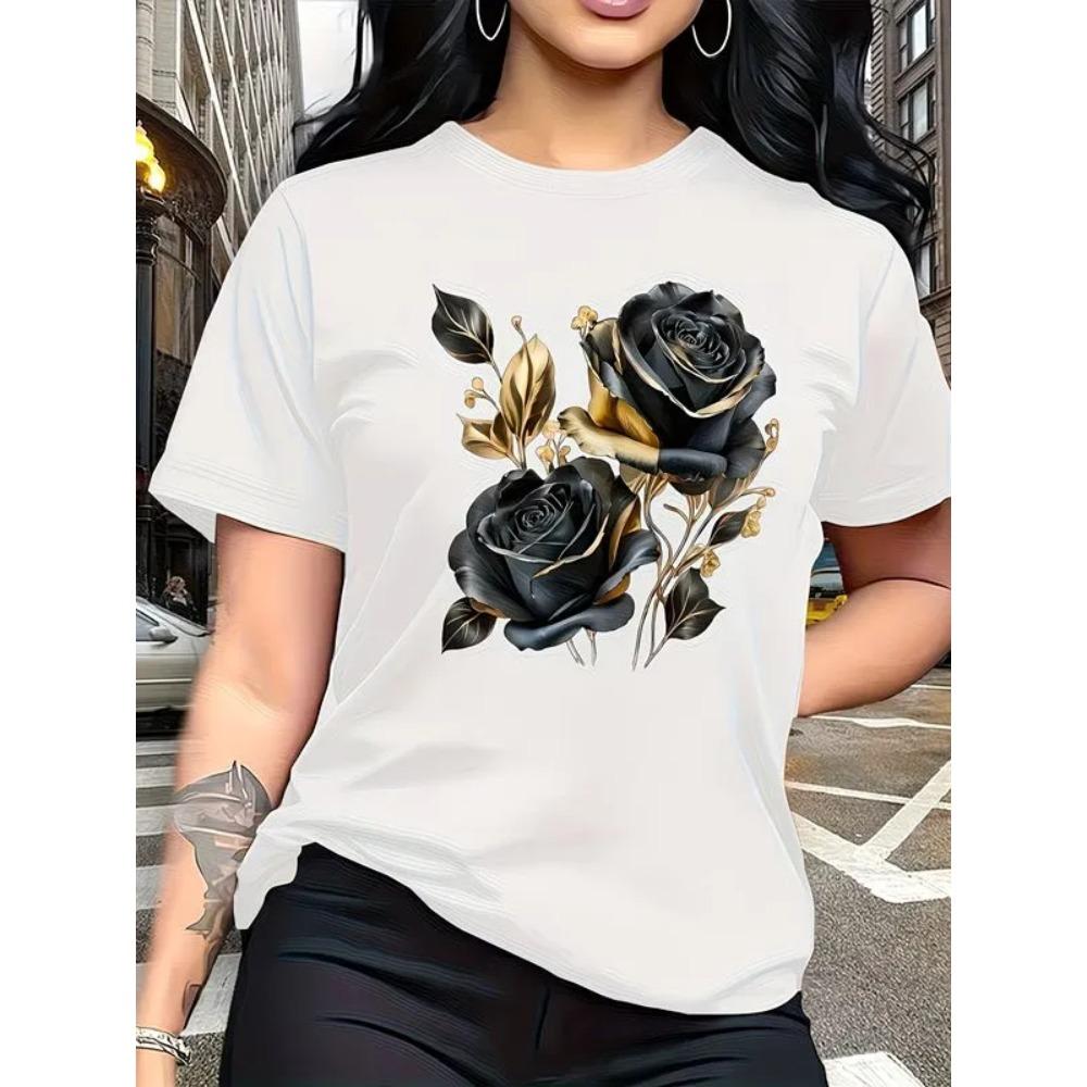 Summer Fashion Round Neck Short Sleeved T-shirt Colorful Creative 3D Printed Women's Round Neck Casual Comfortable Soft Large Loose Breathable T-shirt