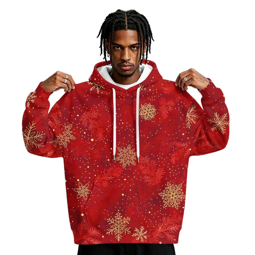 Men's Hooded Sweatshirt with Pockets Christmas Print