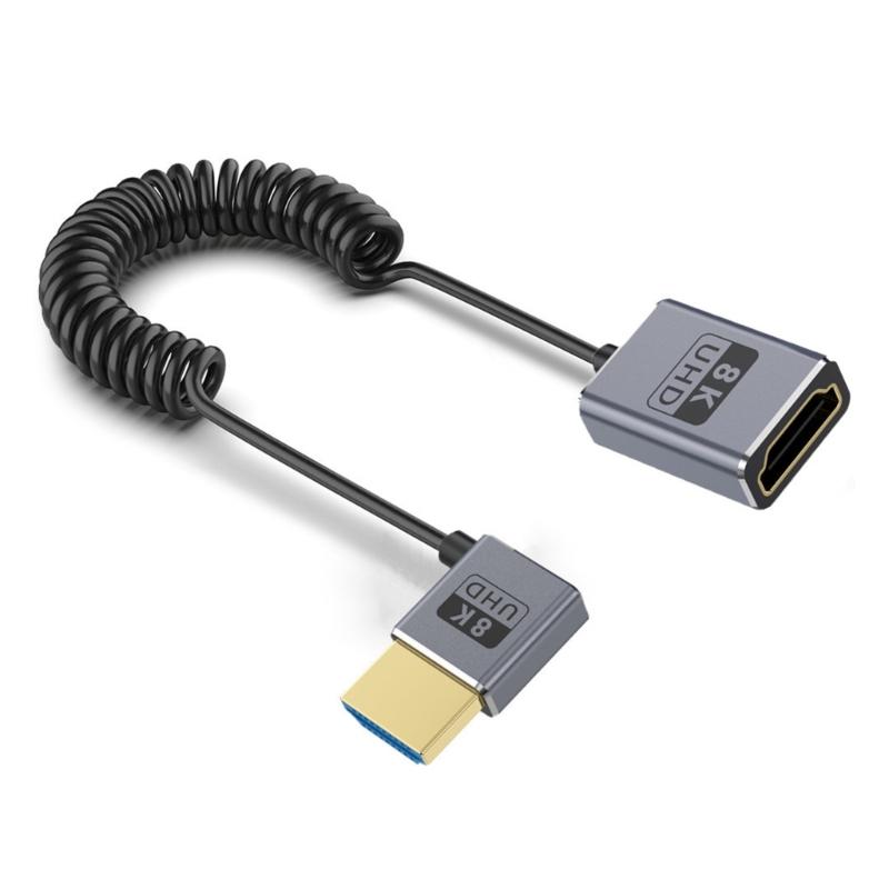 Thin Coiled 8K60hz 2.1 Video Cable 48Gbps with Spring Designing Cord Enhances Flexibility and Durability 70CM 27.56in