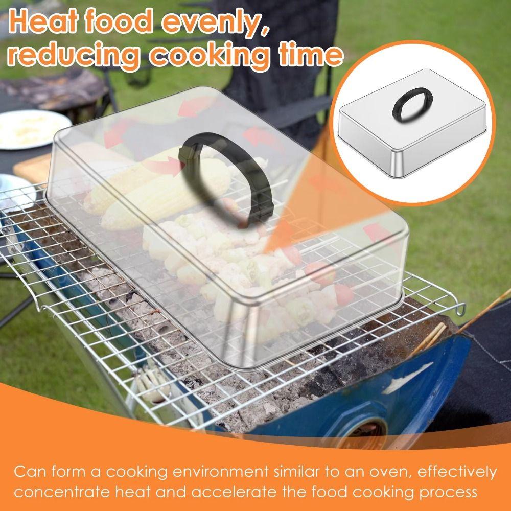 Stainless Steel Cheese Melting Dome Heat Resistant Rectangular Basting Cover  Grill Accessories