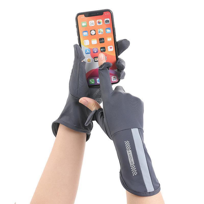 UV Protection Driving Gloves Women Lightweight Ice Silk Long Finger Anti-Slip Touchscreen Compatible Outdoor Cycling
