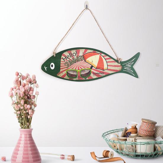 Unique Summer Hanging Sign Stylish Mediterranean Style Decorative Wall-mounted  Plate Ornament