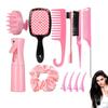 12pcs Hair Styling Combs Set With Airbrush Empty Bottle and Hair Rings Suitable for Wet and Dry Hair