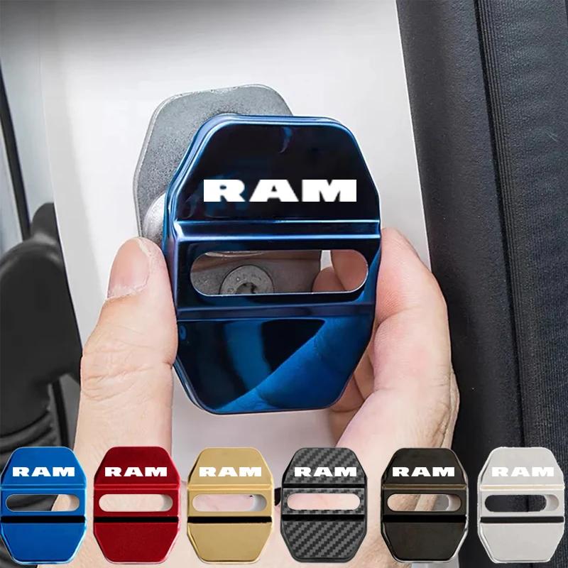 Stainless Steel Car Styling Door Lock Cover Decals for Dodge RAM Logo 2020 Door Stopper Protective Buckle Case Anti-rust Sticker