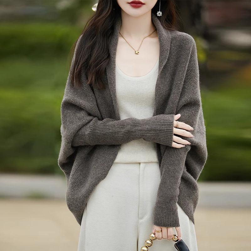 Design Women S Loose Knit Cardigan Batwing Sleeve Shawl Sweater