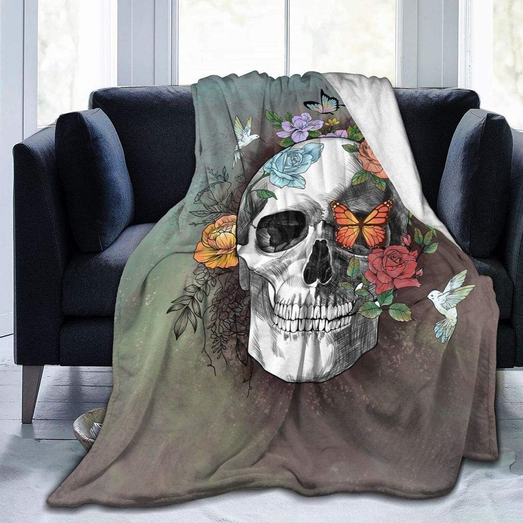 Halloween Fun Skull Dance Plush Blanket All Seasons Suitable for Sofa Bed Office Nap Blanket Cover Blanket