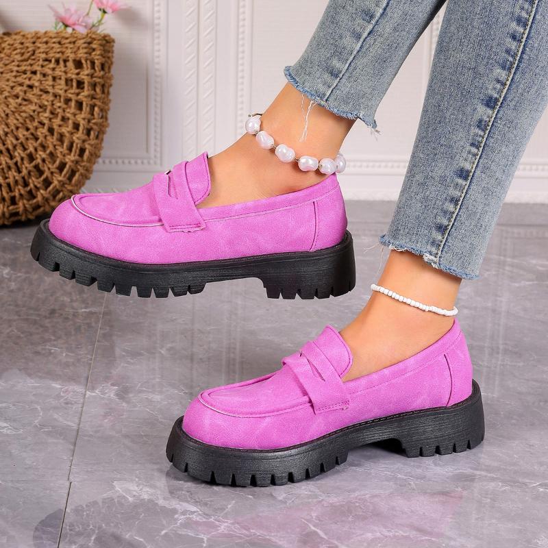 2024 Autumn ladies Shoes Outdoor nonslip leather footwear British style fashion Comfort flat Casual thick soled women's shoes