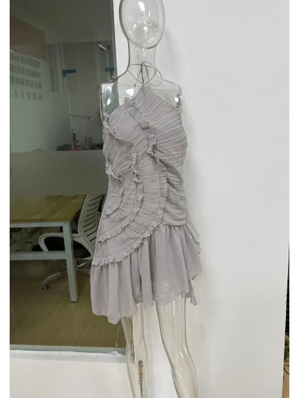 2026 Sleeveless Irregular Lace Slit Dress: Women's Summer High-End Fashion