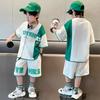 Summer Teenagers Boys Clothing Sets Child Fashion Letter Top And Shorts 2Pcs Kids Tracksuit 4 5 6 7 8 9 10 11 12 13 14 Years