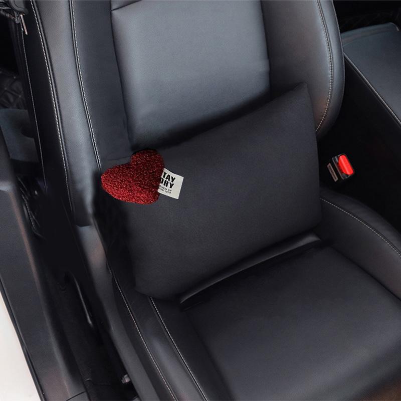 Cute Retro Red Heart Universal Car Neck Pillow Four Seasons Ice Silk Auto Seat Headrest Holder Waist Support Car Accessories