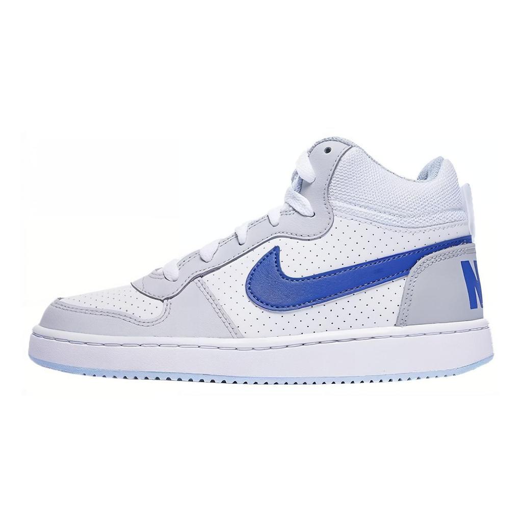 Nike Court Borough Leather Comfortable Versatile Non-Slip Shock Absorbing Durable Mid-Top Kids Sneakers Kids Sneakers White Blue FB7177-141