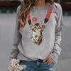Autumn High Quality Women's Round Neck Long Sleeve 3D Printed Pet Cat Pattern Fashion Casual Women's Plus Size XXS-6XL