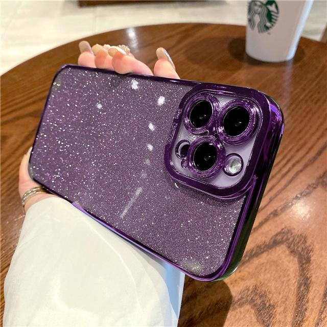 Square Plating Bling Glitter Silicone Case For iPhone 14 13 12 Mini 11 Pro Max X XR XS 7 8 Plus SE Soft Sequins Cover