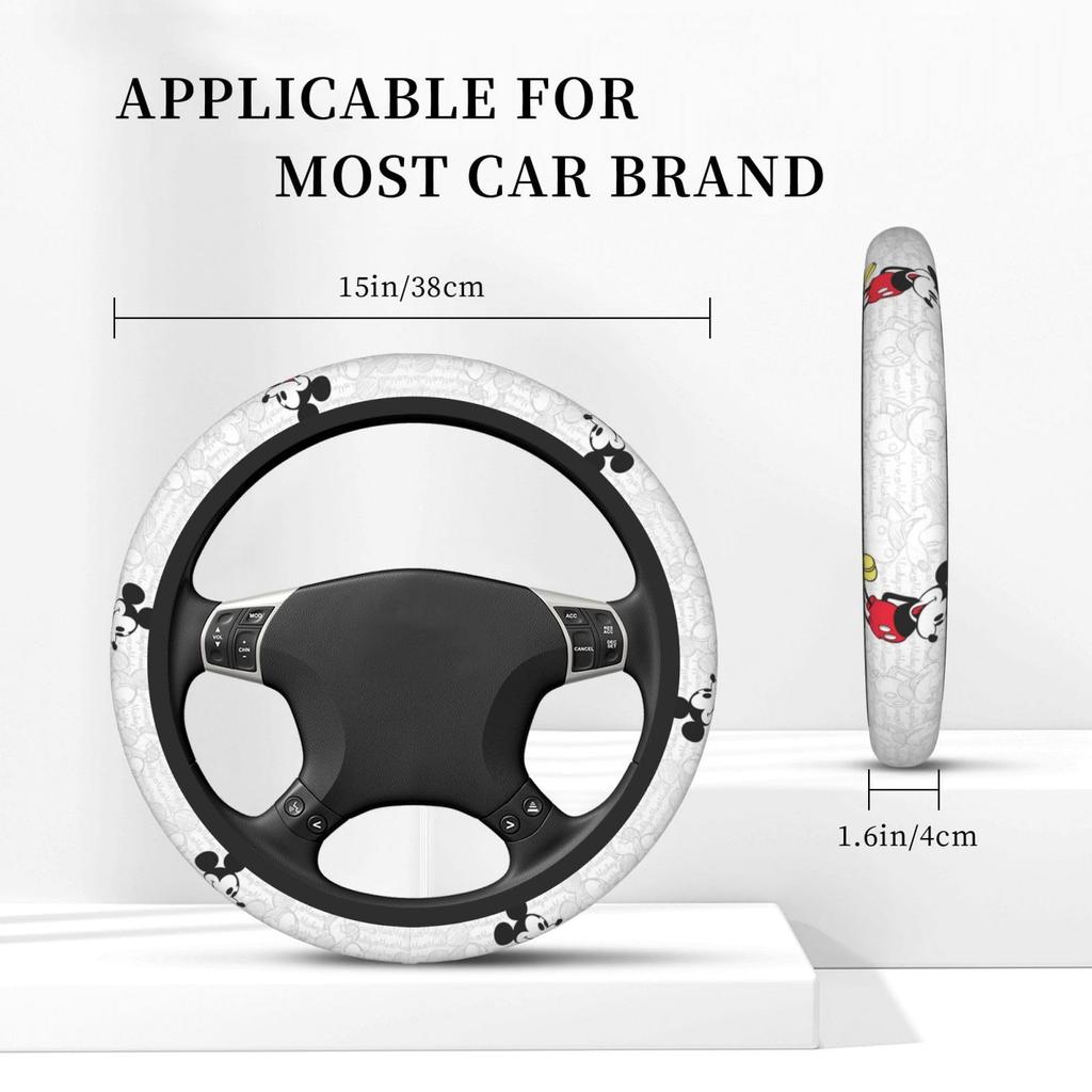 Mickey Mouse Steering Wheel Cover for Cars, Stylish, Anti-slip, Stain Prevention, Comfortable To the