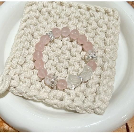 

Natural Crystal Bracelet Madagascar Pink Quartz White Crystal Butterfly Snowflake Ghost Bracelet Women s Jewelry Gift Wrist size15cm Left and R