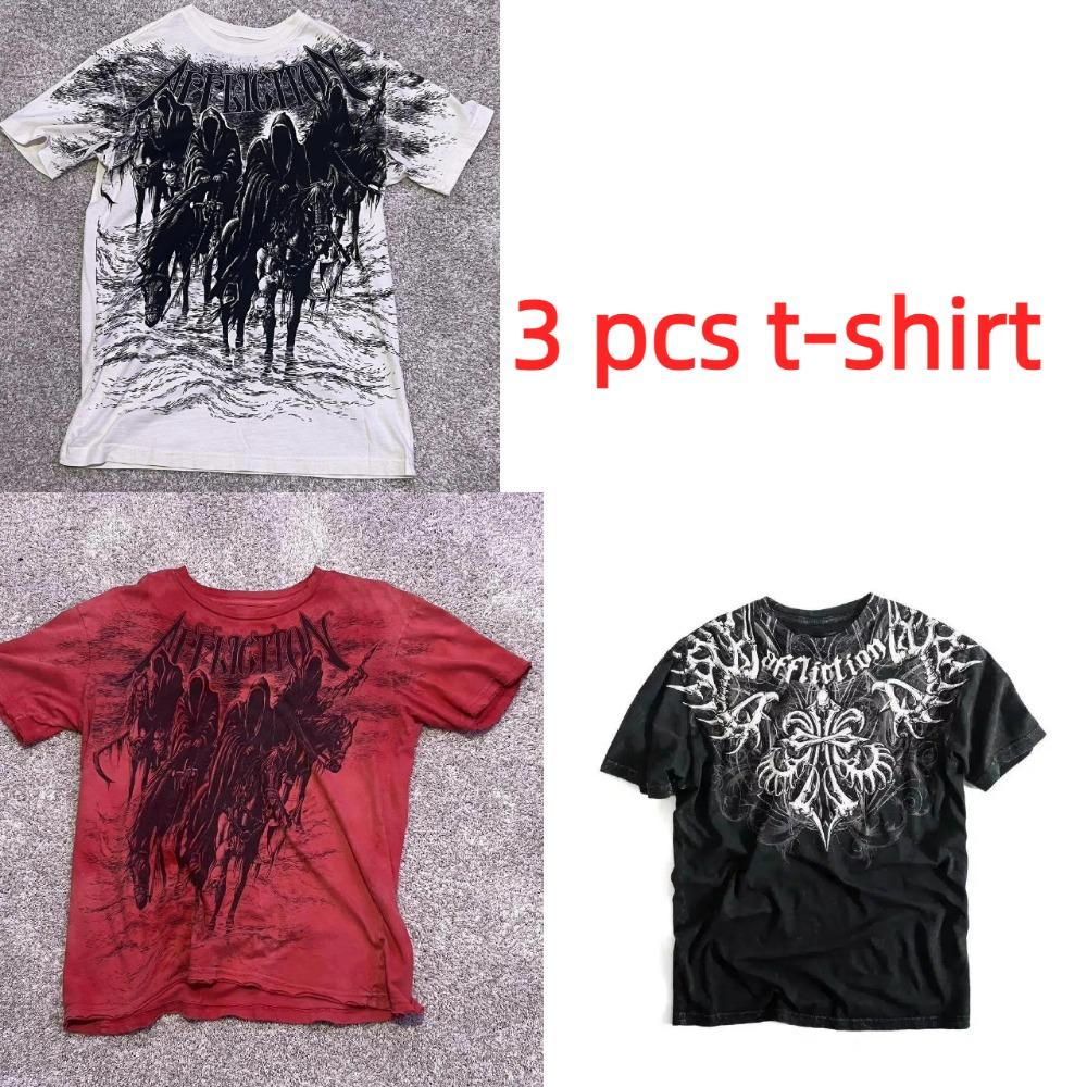 summer Affliction Vintage Tee Oversized Y2K Gothic Streetwear Men's and Women's Retro Rock Men's T-shirt Top