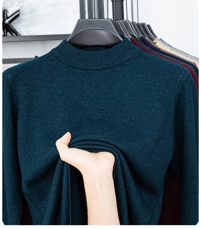 Men’s Autumn/Winter Half-High Collar Knitwear - Warm Inner Layer for Middle-Aged and Elderly