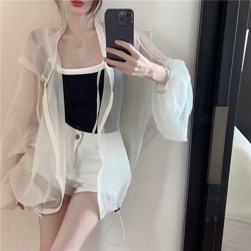 Thin Coat Women Fashion Casual Sun Protection Jacket Tops See Through Hooded Coats Summer Loose Female Tops