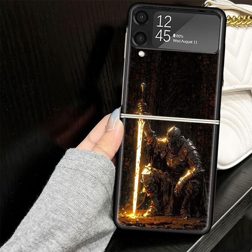 Dark Souls Game Case for Samsung Galaxy Z Flip7 Flip6 Flip5 Flip4 Flip3 5G Hard Phone Shell Z Flip 7 6 5 4 3 Black Cover