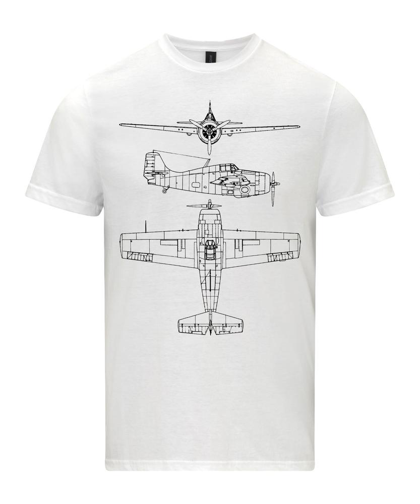 F4F Wilat TShirt Technical Drawing Blueprint Fighter USAF WW2 Shirt 2XL