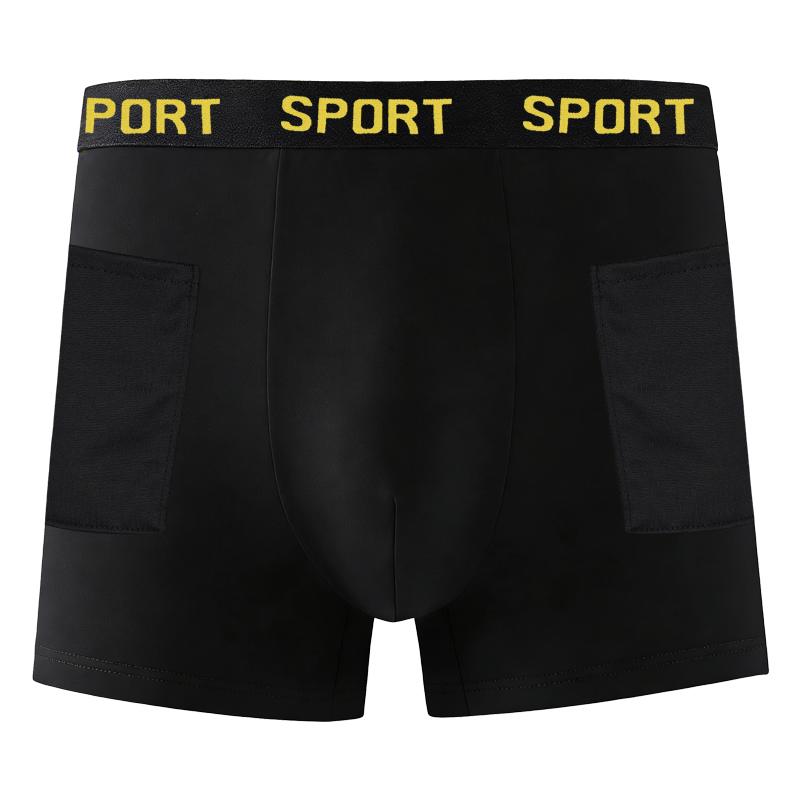 Men's Sport Long Boxer Briefs with Dual Pockets High Stretch Athletic Underwear for Workout